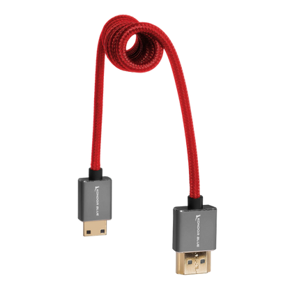 Mini HDMI to Full HDMI Cable 12"-24" Braided Coiled