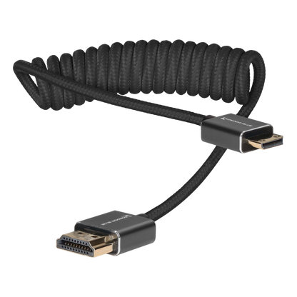 Mini HDMI to Full HDMI Cable 12"-24" Braided Coiled