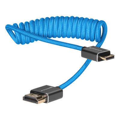 Mini HDMI to Full HDMI Cable 12"-24" Braided Coiled