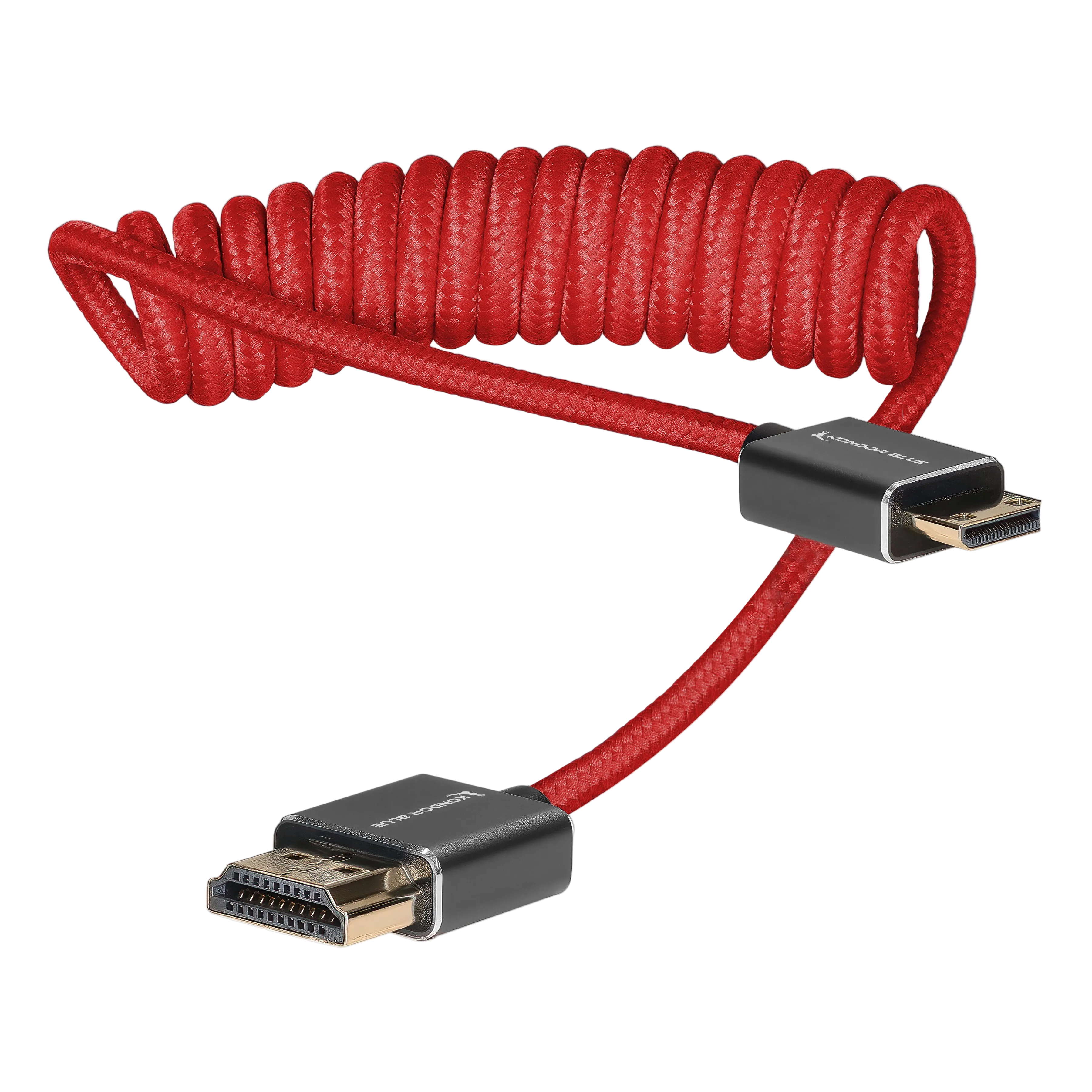 Mini HDMI to Full HDMI Cable 12"-24" Braided Coiled