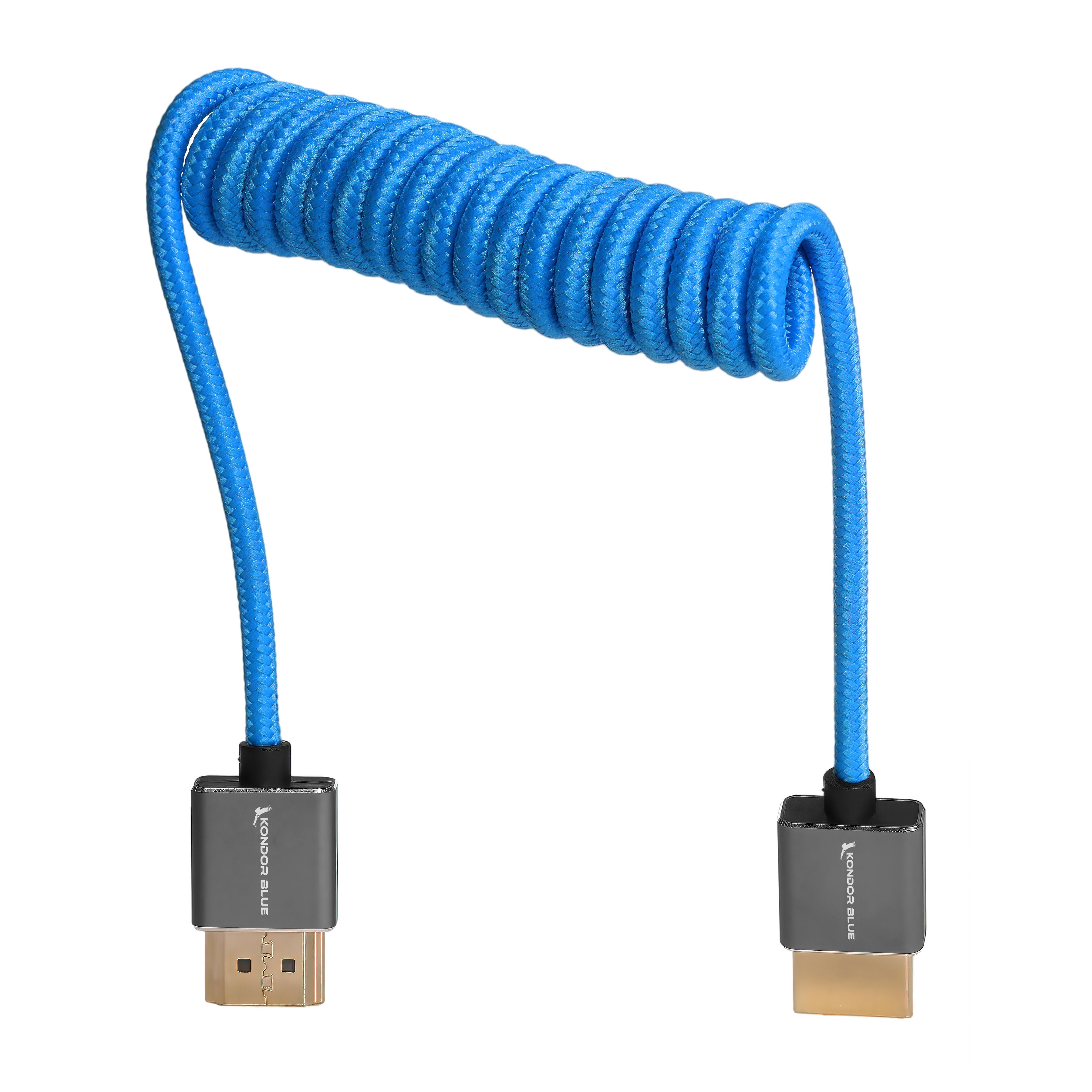 Kondor Blue Coiled Braided HDMI Cable for On-Camera Monitor