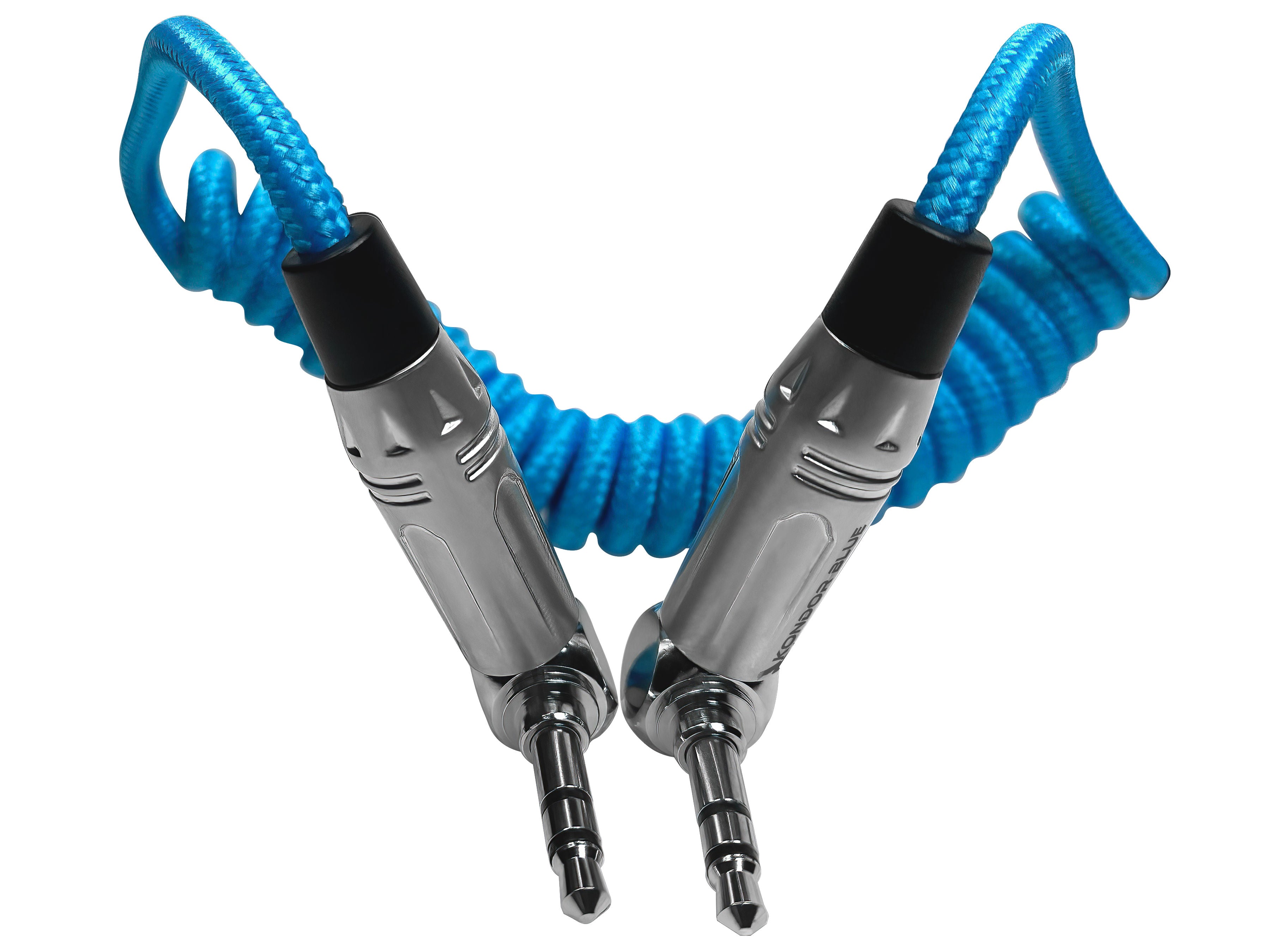 Coiled 3.5mm TRS Stereo Audio Cable - Right-Angle – Kondor Blue