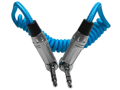 Coiled 3.5mm Right Angle TRS Stereo Audio Cable