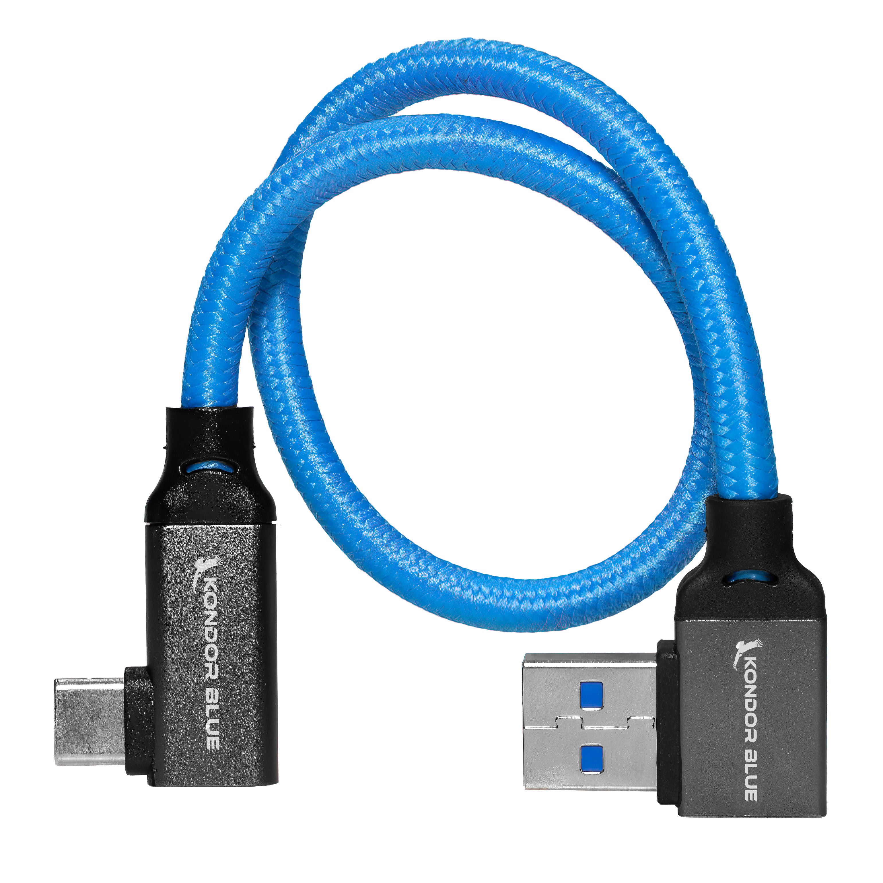 Pleaser プリーザ CIr/BIk ADO708/C/B US7 12-Inch Right-Angle USB-C to USB-A Cable | Kondor Blue