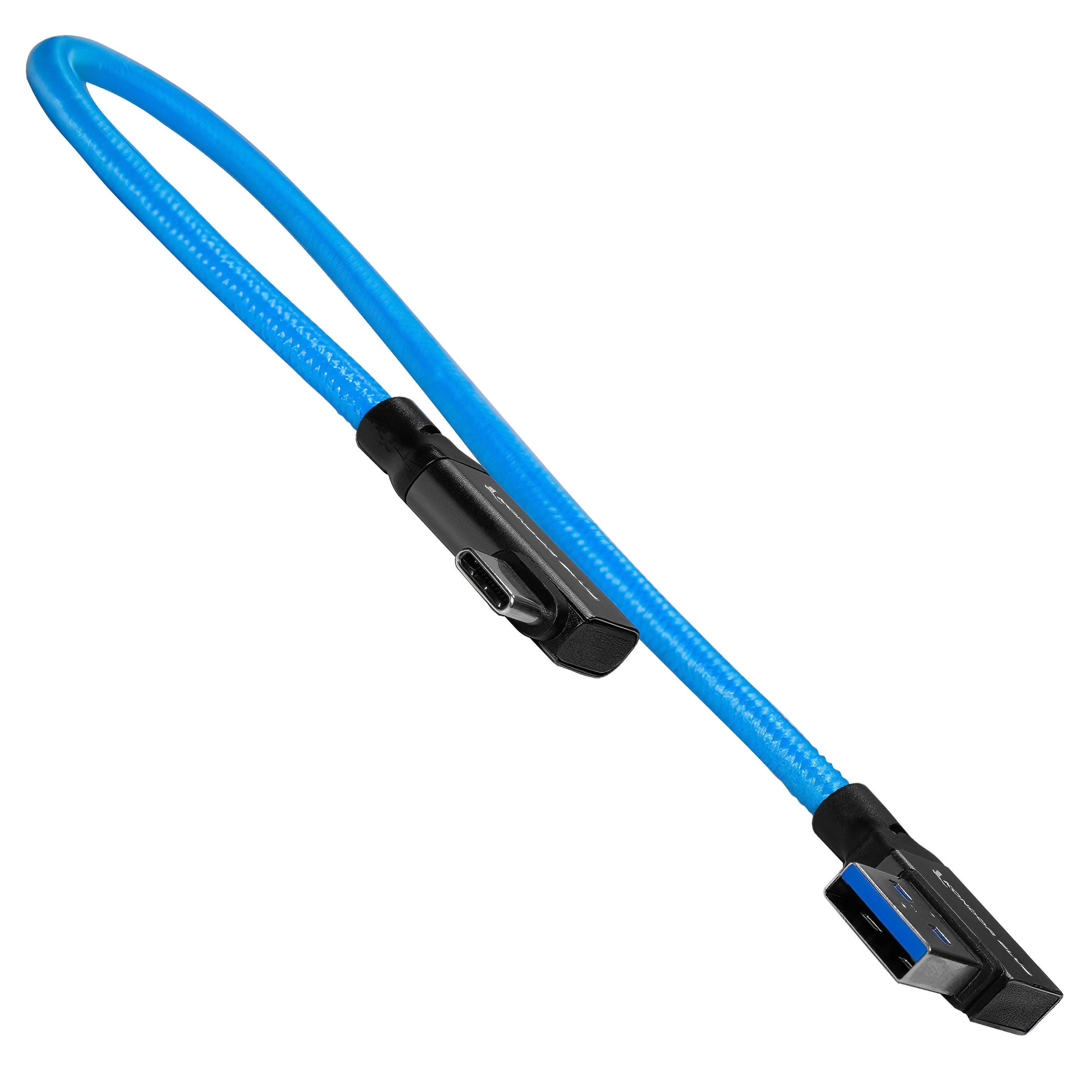 12-Inch Right-Angle USB-C to USB-A Cable | Kondor Blue