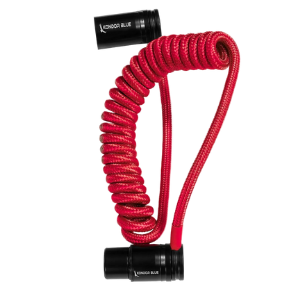Coiled low profile right angle XLR cable, 12-24 inches, designed to reduce cable slack on audio devices 