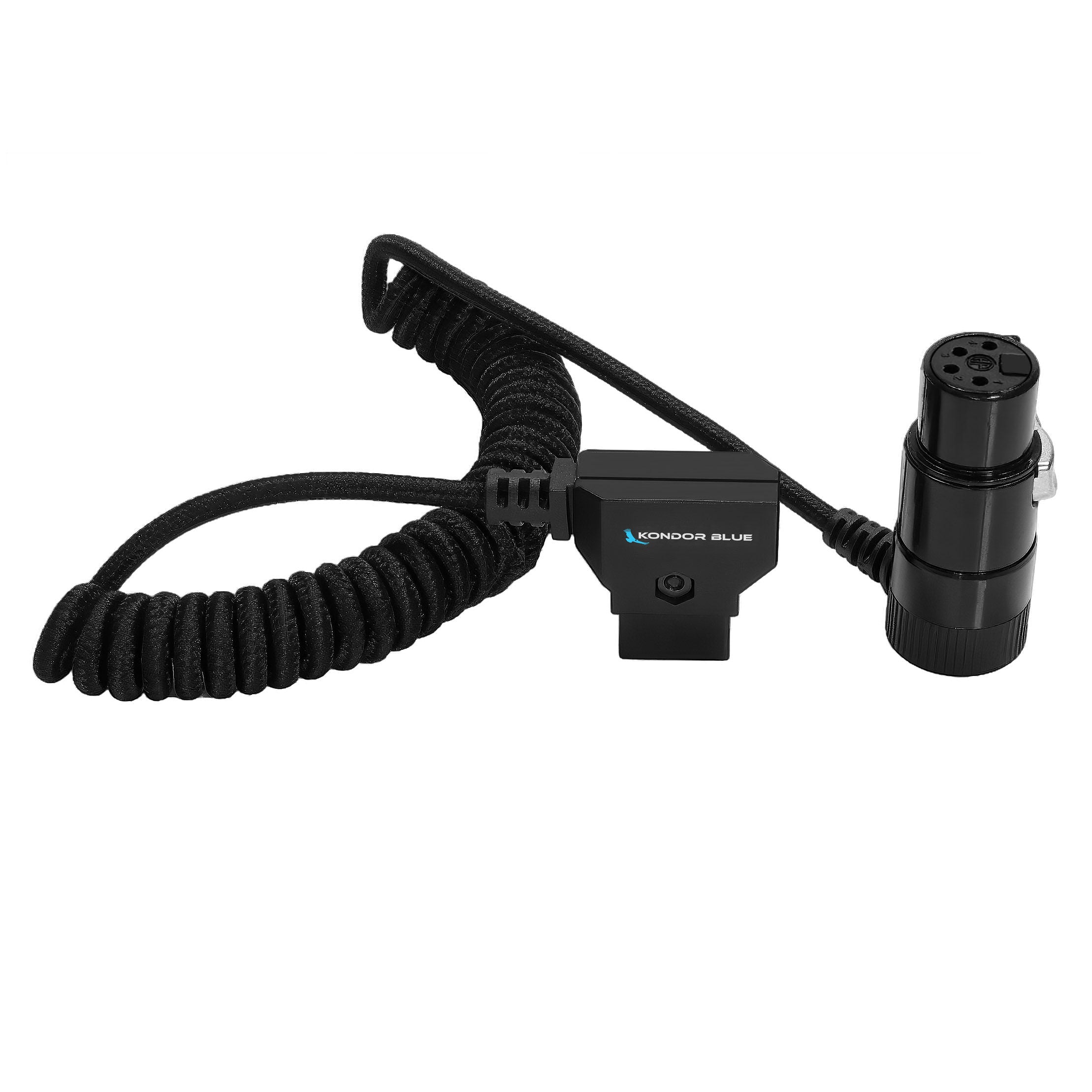 D-Tap to 4-Pin XLR Right Angle Power Cable, Coiled – Kondor Blue