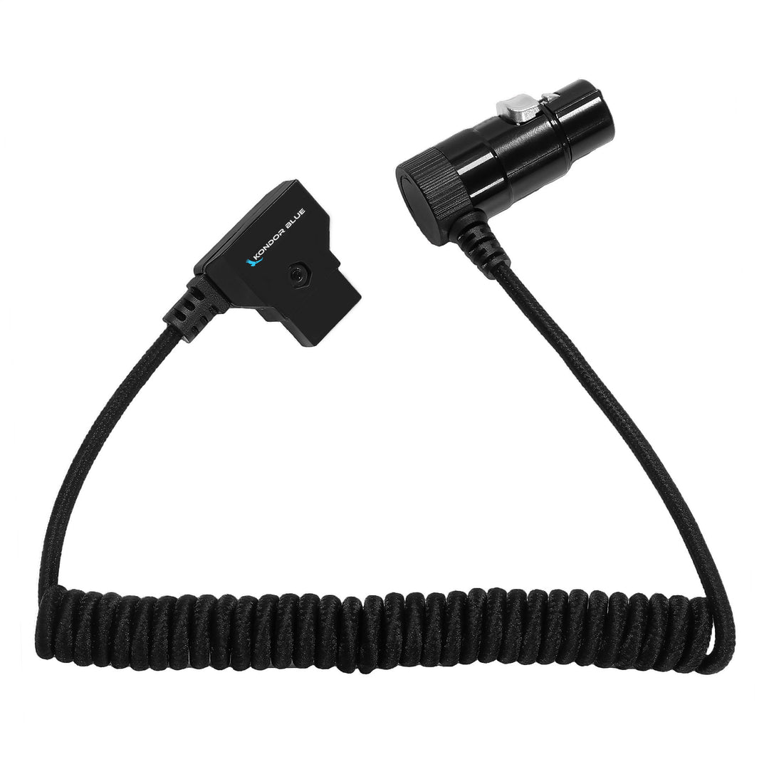 D-Tap to 4-Pin XLR Right Angle Power Adapter - Coiled Cable