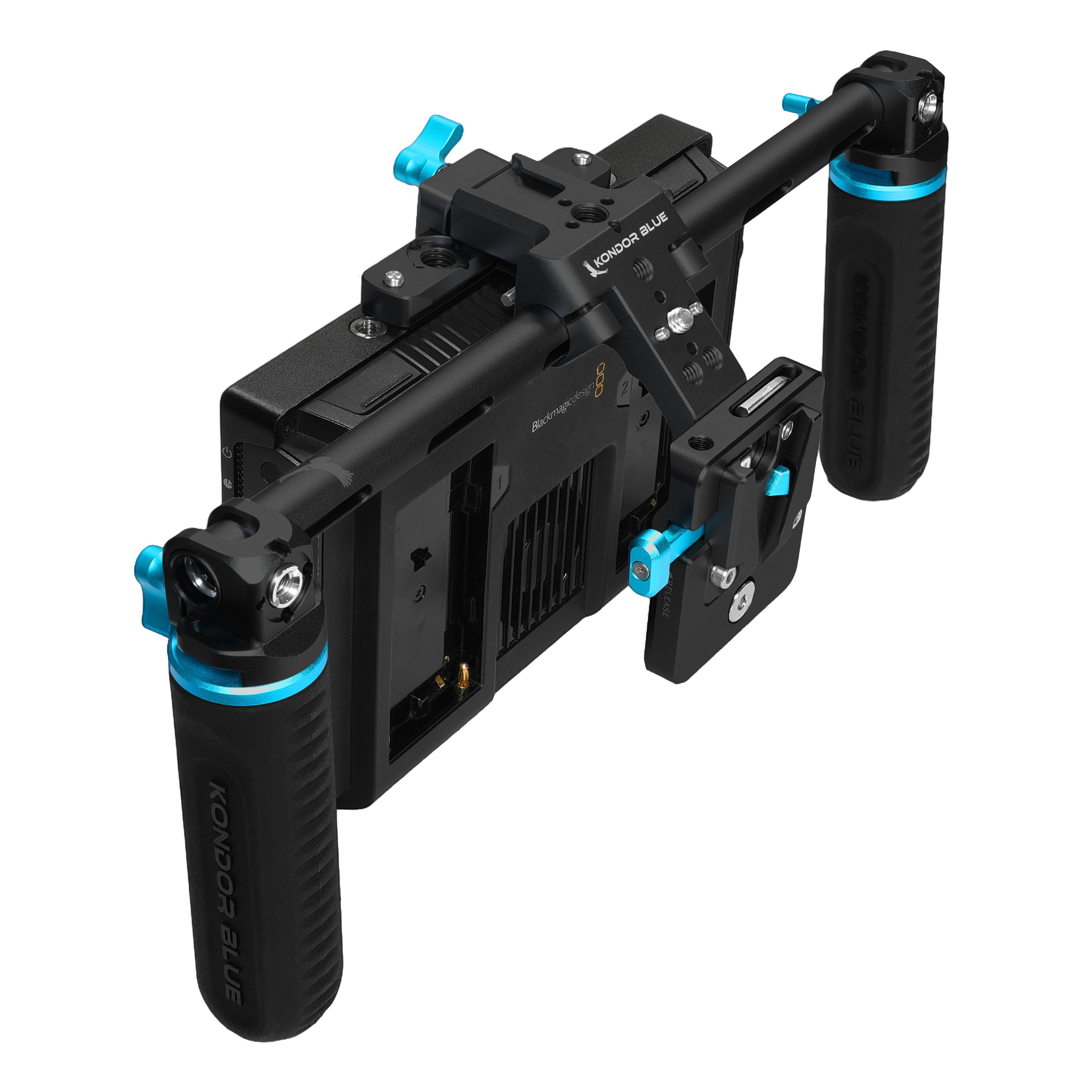 デジタルカメラ Kondor Blue Mini V-Mount Basic Rod Kit Mini V-Mount Battery Plate with Dual 15mm Rod Block – Kondor Blue