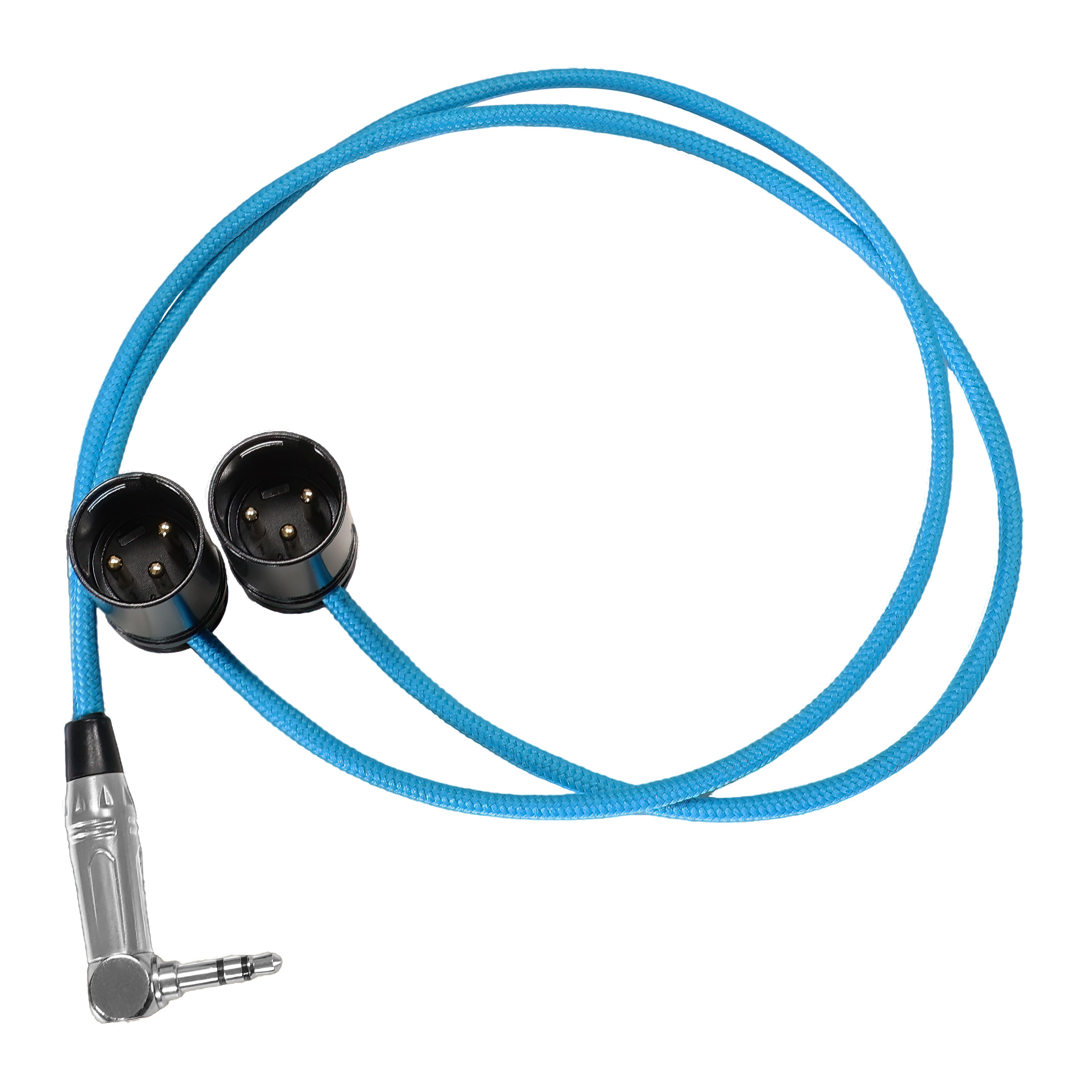 16” Straight Dual Low Profile Right Angle XLR to Single Stereo 3.5mm TRS