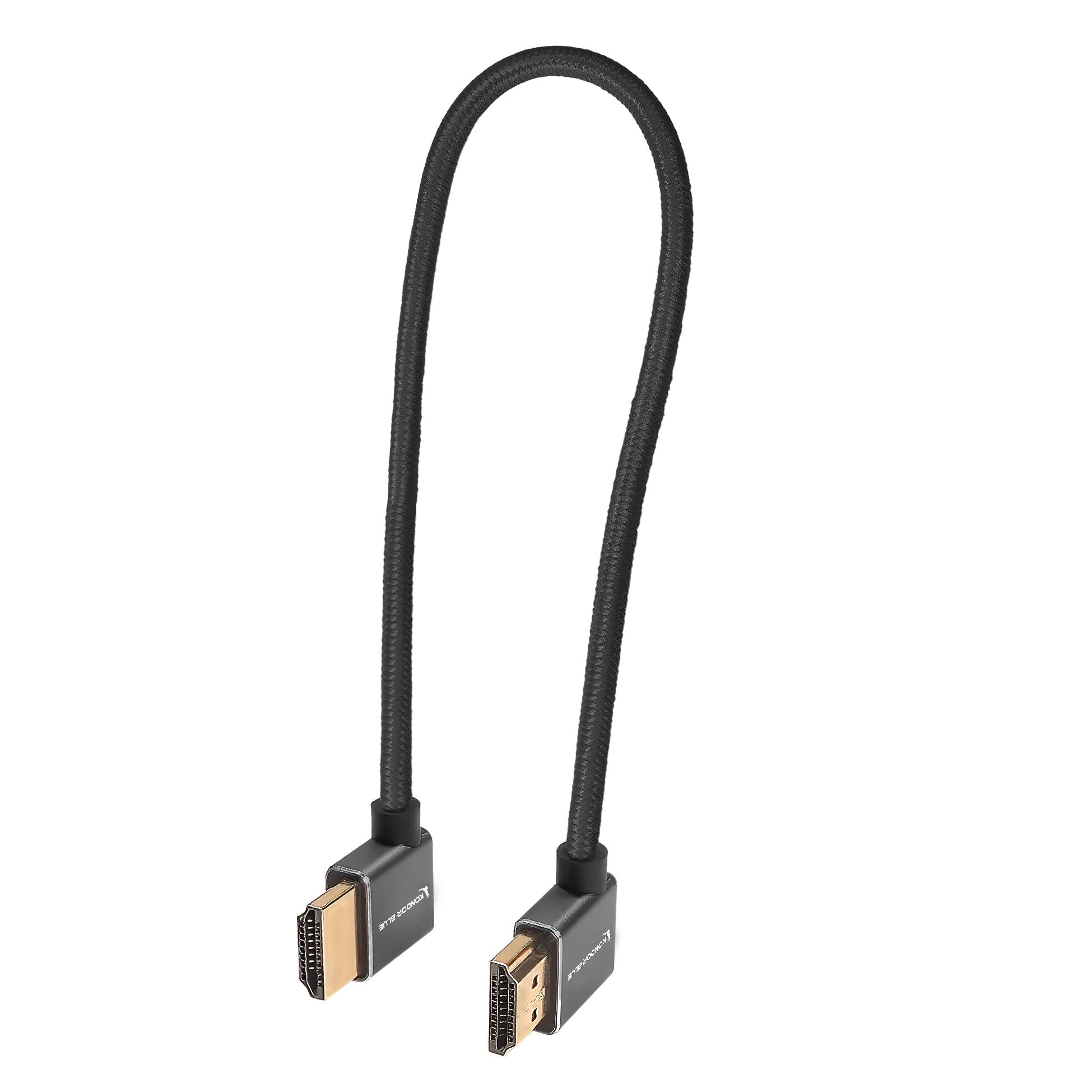 12-Inch Right-Angle to Left-Angle High-Speed HDMI Cable – Kondor Blue