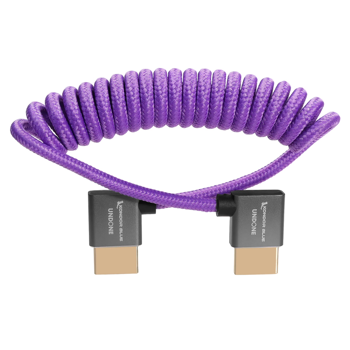 GERALD UNDONE 90-Degree Right-Angle Full-HDMI Cable (12"-24" Coiled - Purple)