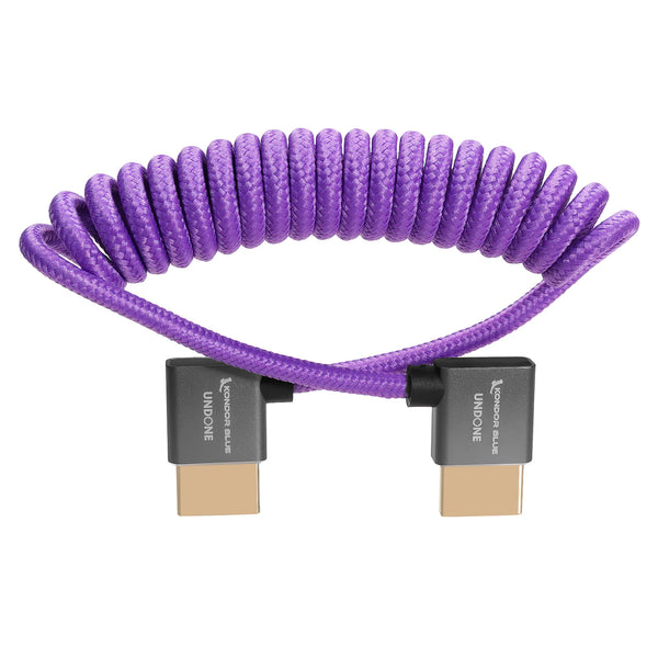 90-Degree Angled 4K HDMI Cable - 12”-48” Coiled to Extended