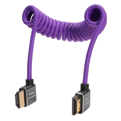 GERALD UNDONE 90-Degree Right-Angle Full-HDMI Cable (12"-24" Coiled - Purple)