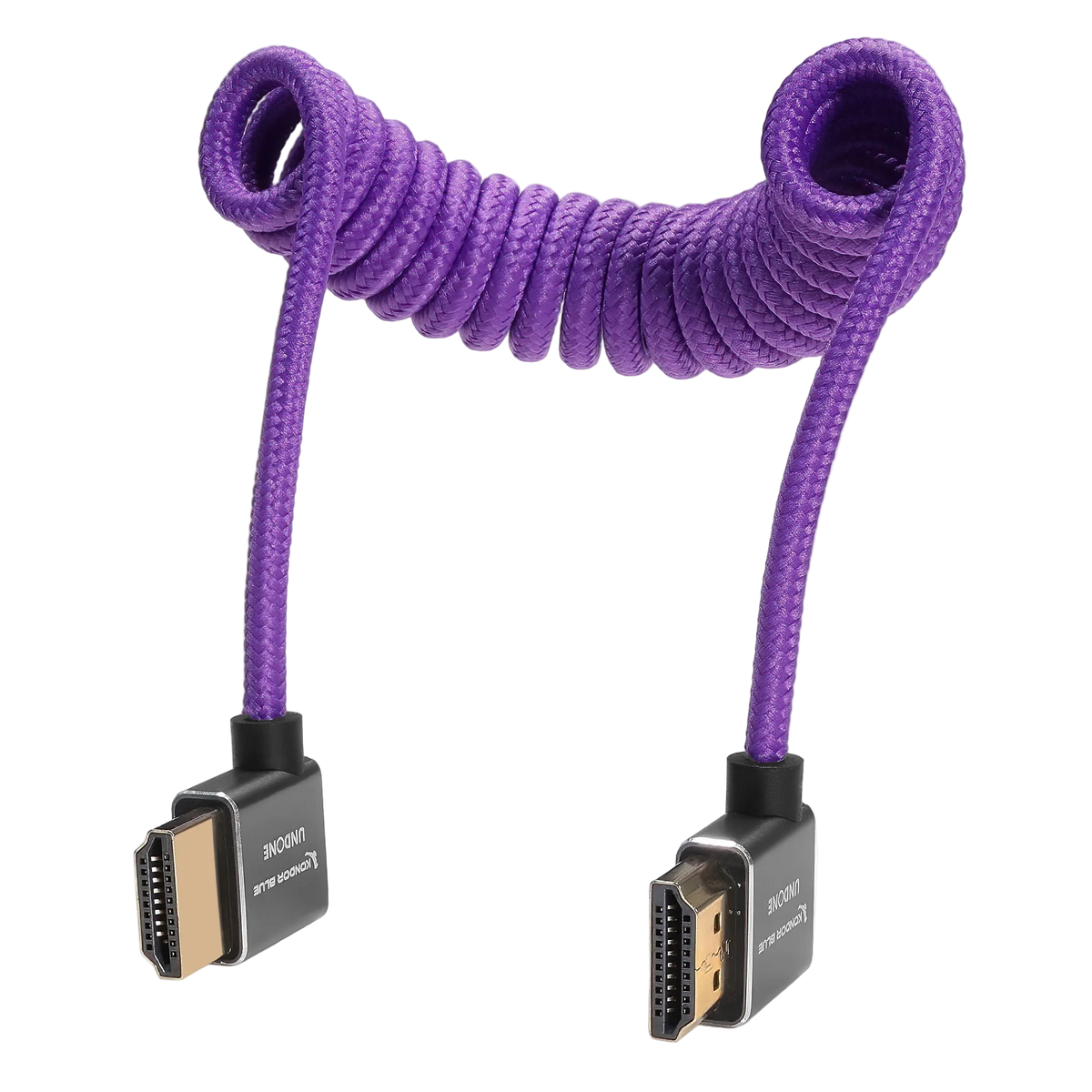 GERALD UNDONE 90-Degree Right-Angle Full-HDMI Cable (12"-24" Coiled - Purple)