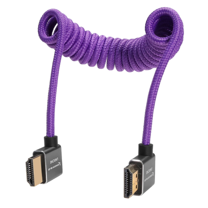 GERALD UNDONE 90-Degree Right-Angle Full-HDMI Cable (12"-24" Coiled - Purple)