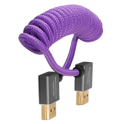 GERALD UNDONE 90-Degree Right-Angle Full-HDMI Cable (12"-24" Coiled - Purple)