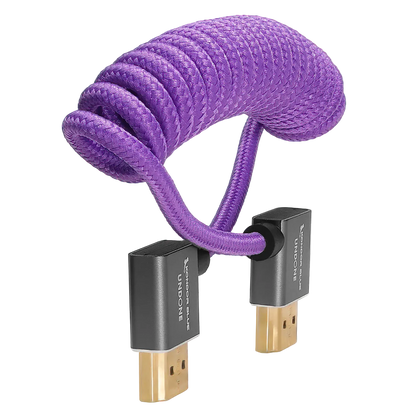 GERALD UNDONE 90-Degree Right-Angle Full-HDMI Cable (12"-24" Coiled - Purple)