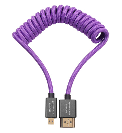 Gerald Undone MK2 Micro HDMI to Full HDMI Cable 12"-24" Coiled (Purple)