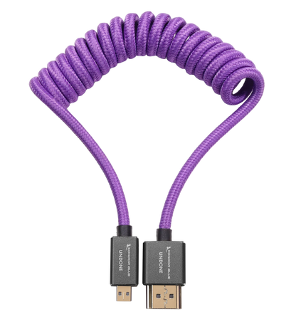 Gerald Undone MK2 Micro HDMI to Full HDMI Cable 12"-24" Coiled (Purple)