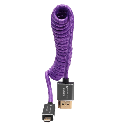 Gerald Undone MK2 Micro HDMI to Full HDMI Cable 12"-24" Coiled (Purple)