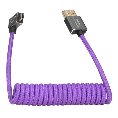 GERALD UNDONE 90-Degree Right-Angle Full-HDMI Cable (12"-24" Coiled - Purple)