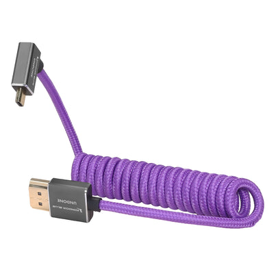 GERALD UNDONE 90-Degree Right-Angle Full-HDMI Cable (12"-24" Coiled - Purple)