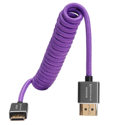 Gerald Undone MK2 Mini HDMI to Full HDMI Cable 12"-24" Coiled (Purple)