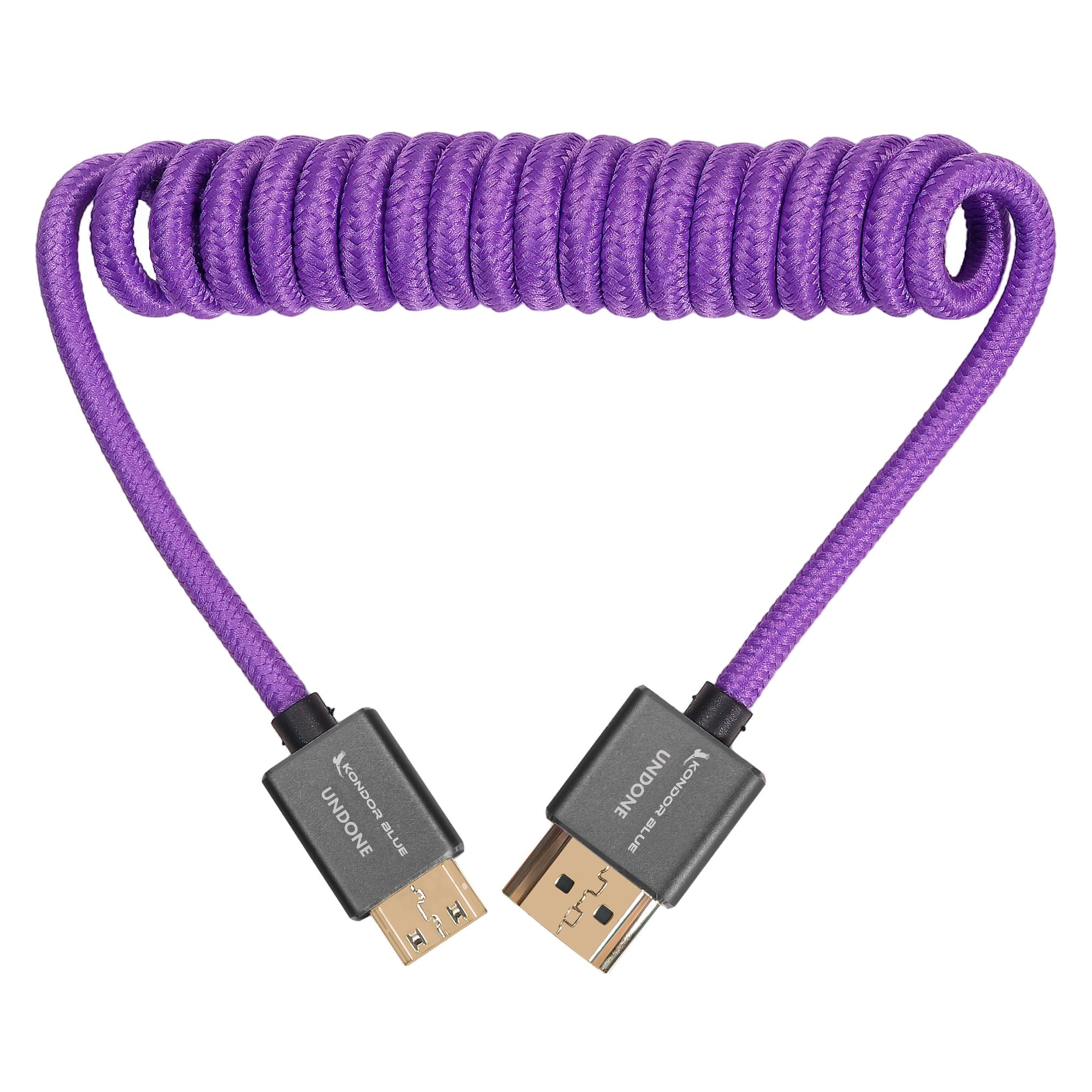 Purple Mini-HDMI to Full-HDMI Cord - Coiled Cable – Kondor Blue