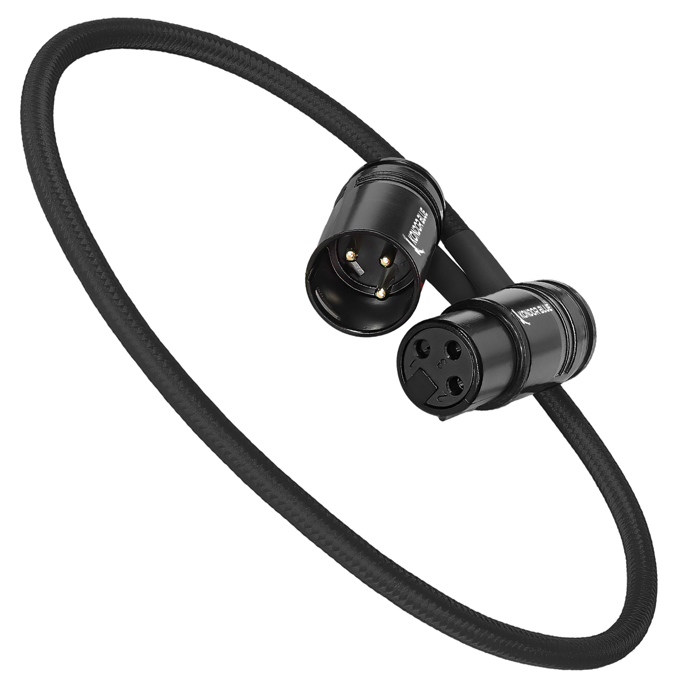 16” Straight Low Profile Right Angle XLR Cable – Kondor Blue