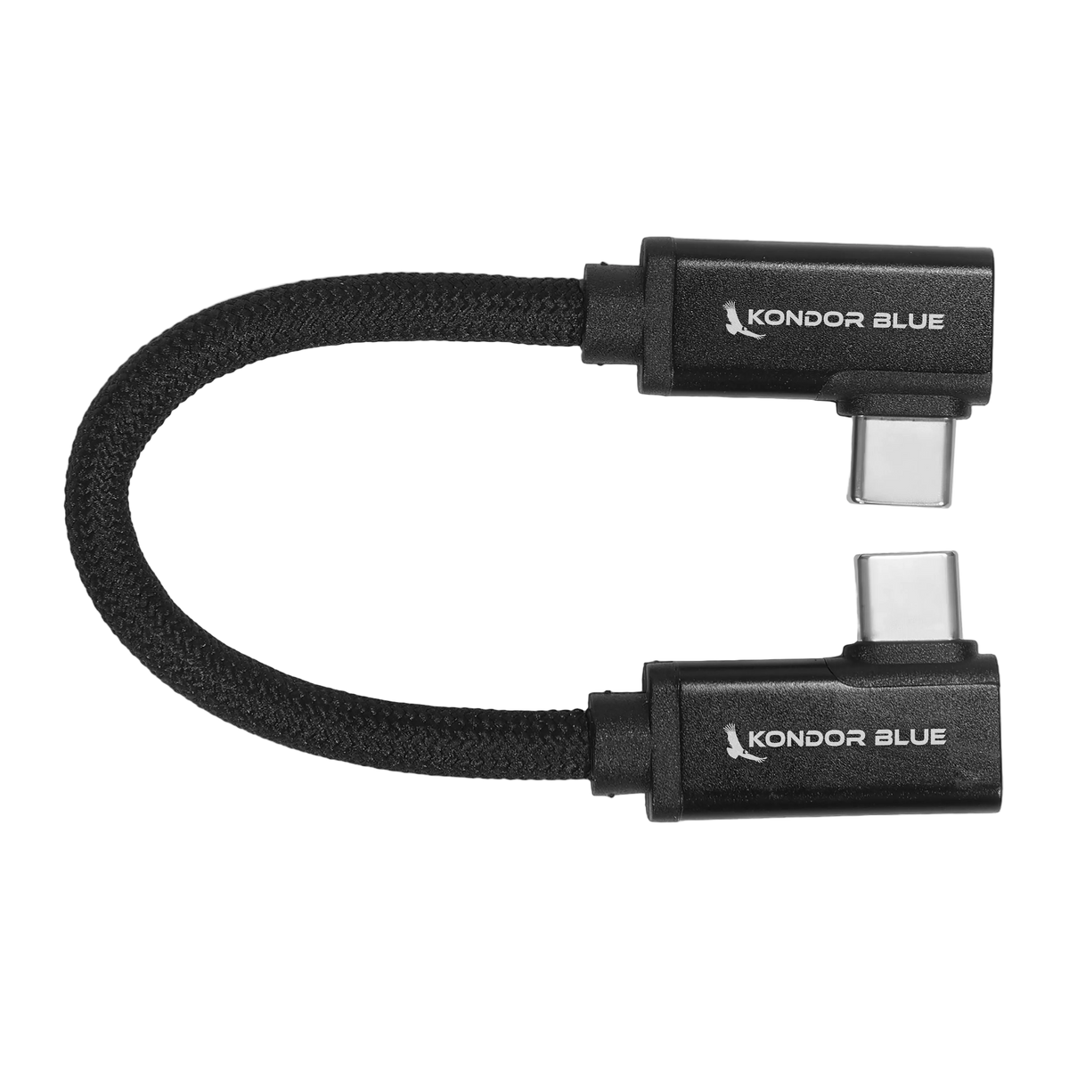 Dual Right Angle USB-C Braided Cable for 8K Data and Power Delivery