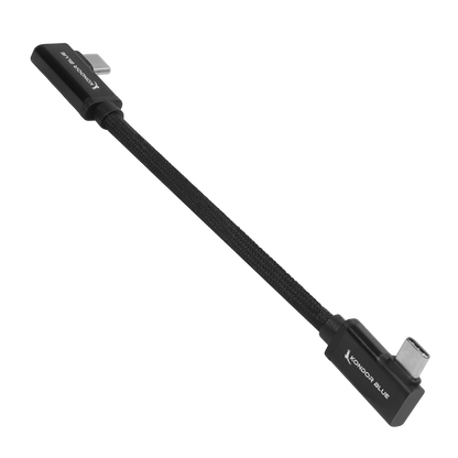 Dual Right Angle USB-C Braided Cable for 8K Data and Power Delivery