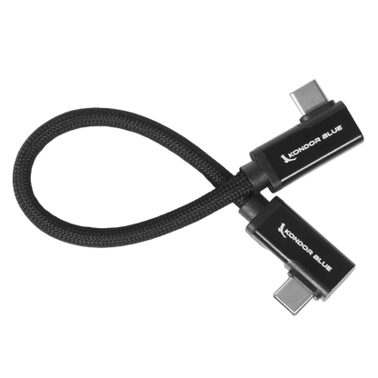 Dual Right Angle USB-C Braided Cable for 8K Data and Power Delivery