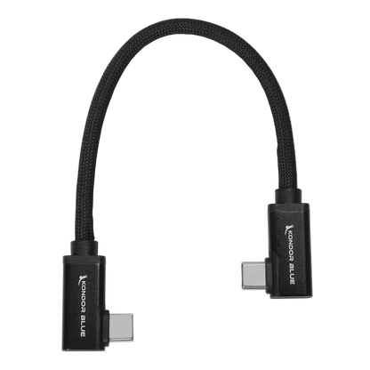 Dual Right Angle USB-C Braided Cable for 8K Data and Power Delivery