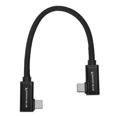 Dual Right Angle USB-C Braided Cable for 8K Data and Power Delivery