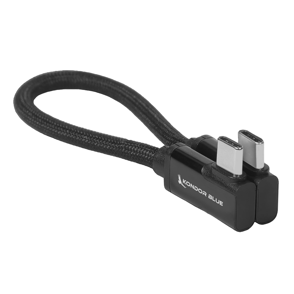 Dual Right Angle USB-C Braided Cable for 8K Data and Power Delivery