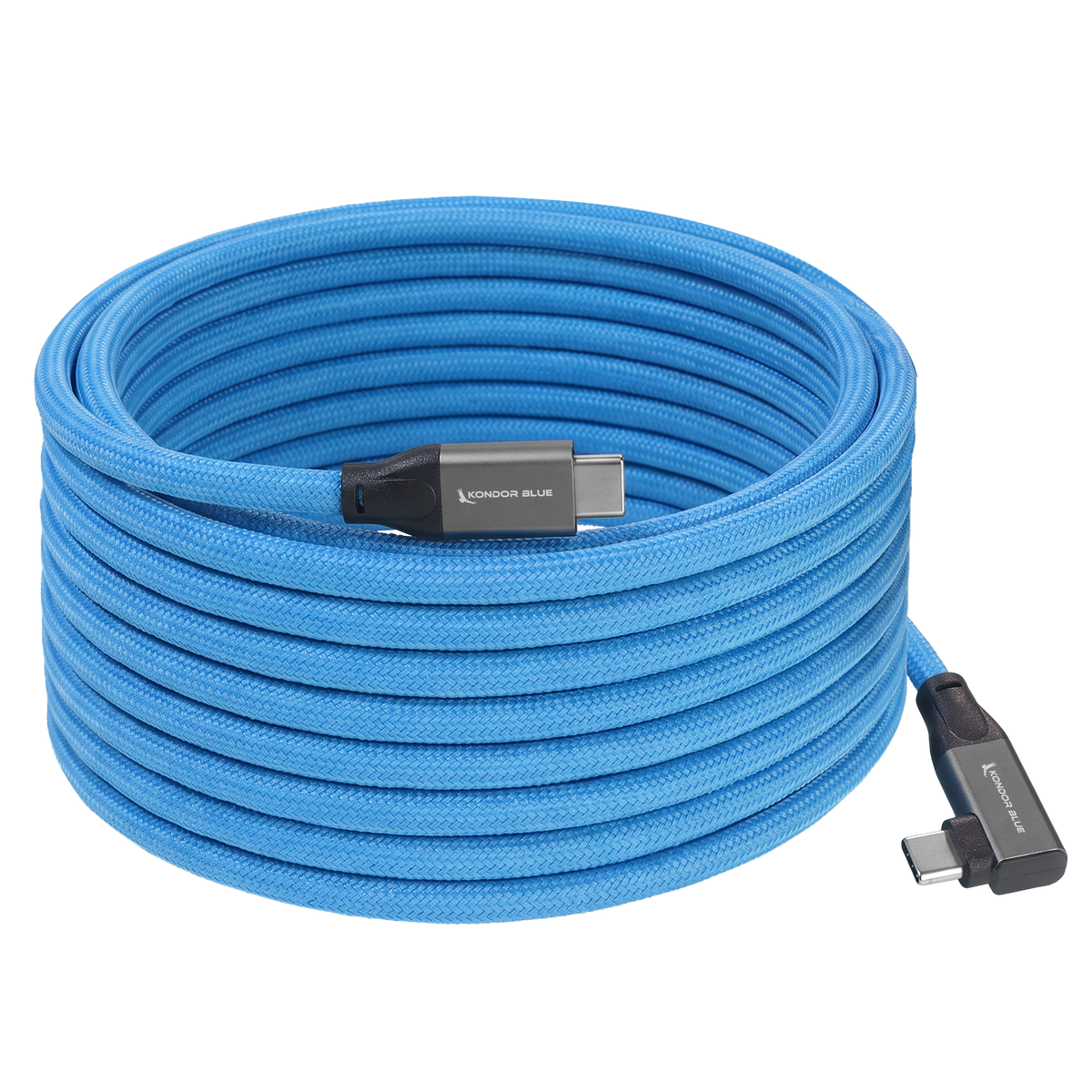 Straight to Right Angle 15FT Tether USB-C 3.2 Cable for Data & Charging