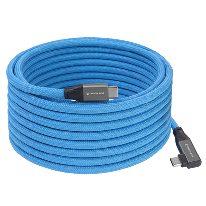 Straight to Right Angle 15FT Tether USB-C 3.2 Cable for Data & Charging