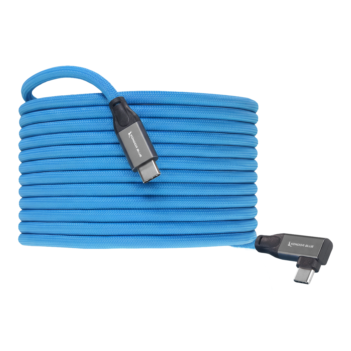 Straight to Right Angle 15FT Tether USB-C 3.2 Cable for Data & Charging