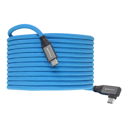Straight to Right Angle 15FT Tether USB-C 3.2 Cable for Data & Charging