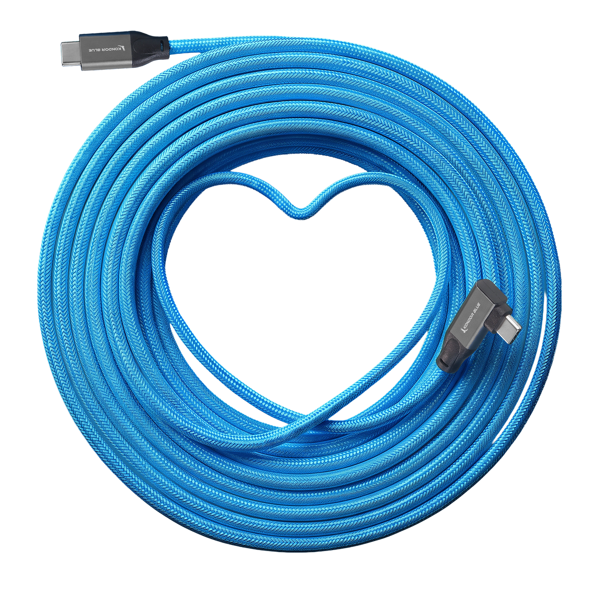 Straight to Right Angle 15FT Tether USB-C 3.2 Cable for Data & Charging