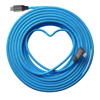 Straight to Right Angle 15FT Tether USB-C 3.2 Cable for Data & Charging