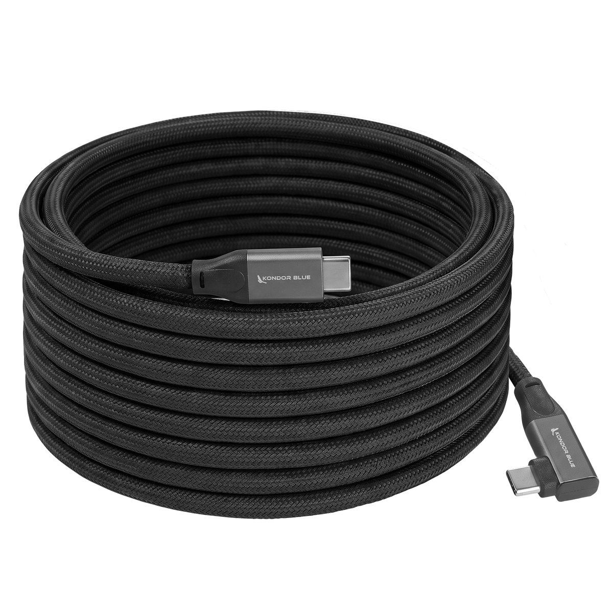 Straight to Right Angle 15FT Tether USB-C 3.2 Cable for Data & Charging