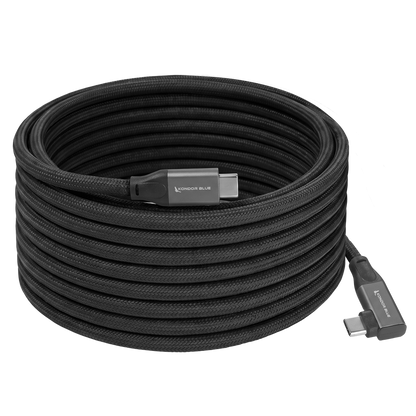 Straight to Right Angle 15FT Tether USB-C 3.2 Cable for Data & Charging