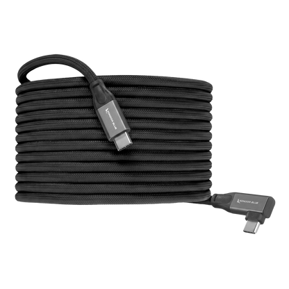 Straight to Right Angle 15FT Tether USB-C 3.2 Cable for Data & Charging