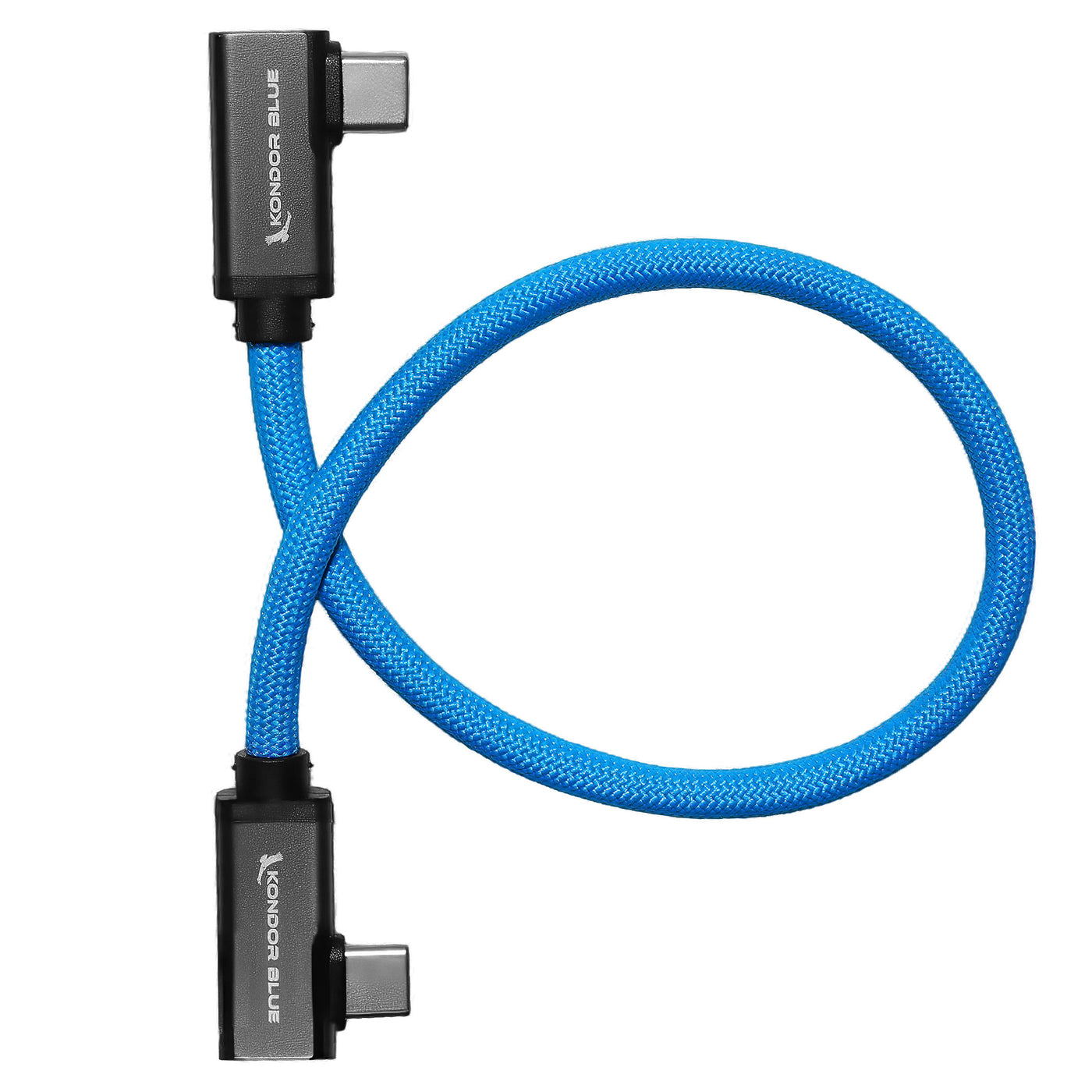 Dual Right Angle 12" USB-C Braided Cable for 8K Data and Power Delivery