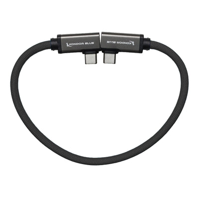 Dual Right Angle 12" USB-C Braided Cable for 8K Data and Power Delivery