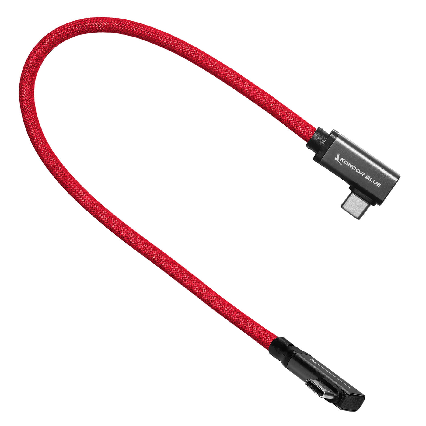 Dual Right Angle 12" USB-C Braided Cable for 8K Data and Power Delivery