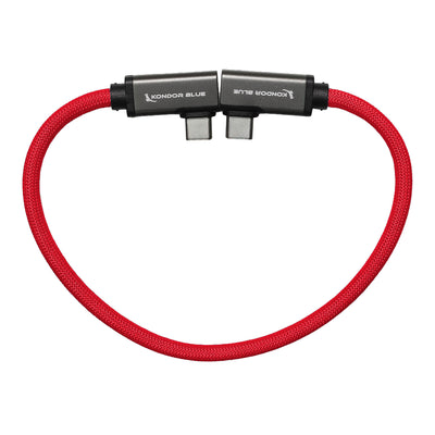 Dual Right Angle 12" USB-C Braided Cable for 8K Data and Power Delivery