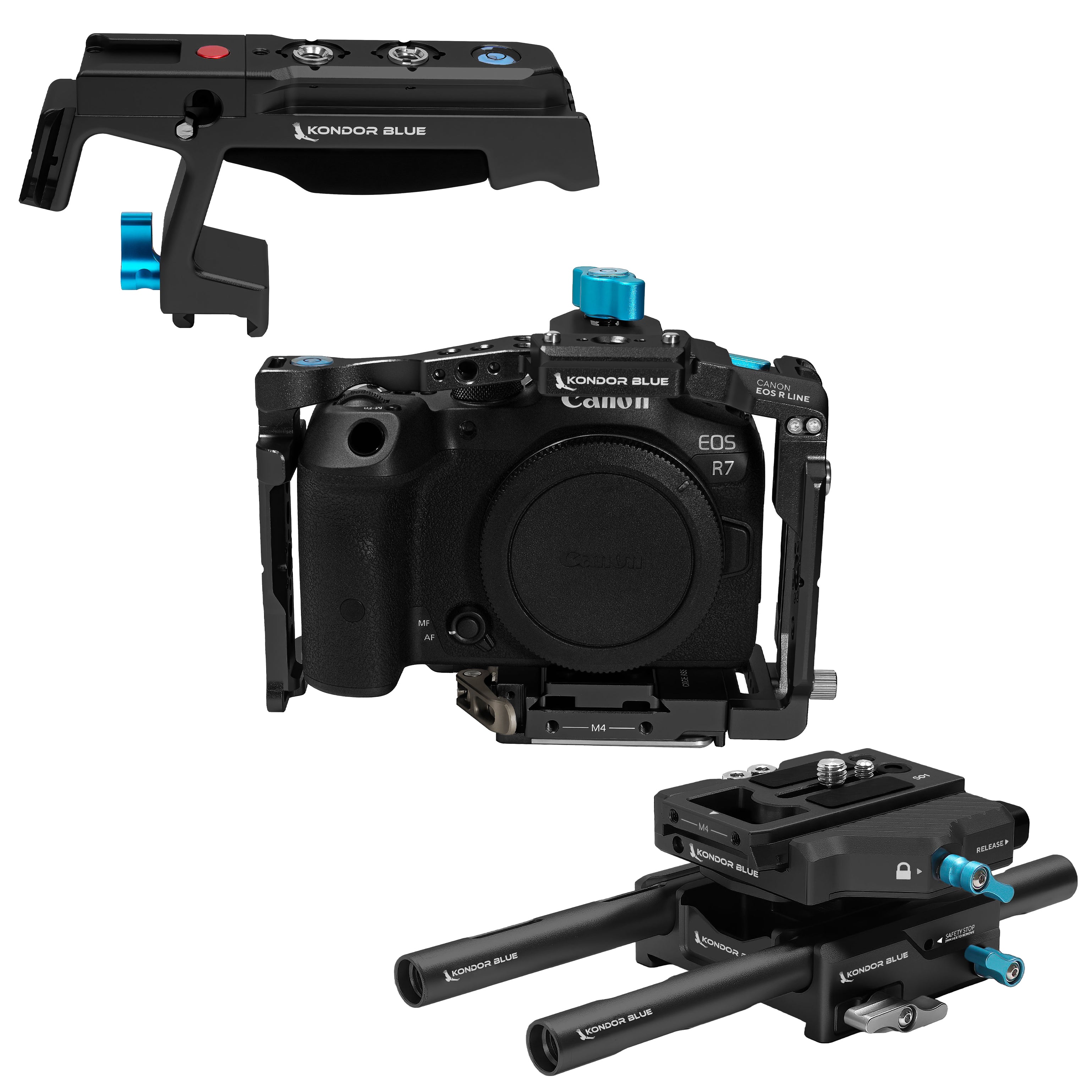 Canon R7 Arca Cage + Base Rig MKII & Top Handle Options – Kondor Blue
